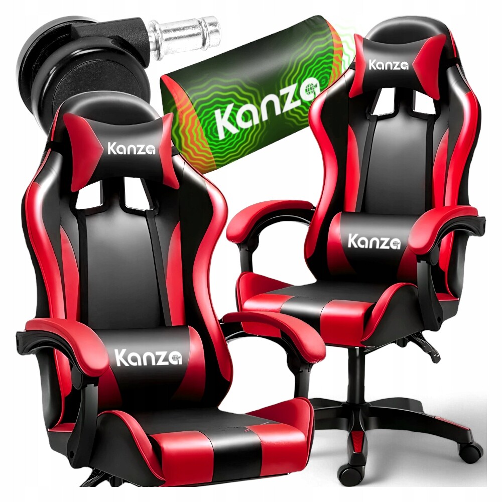 Herní Křeslo S Masáží Zad, Otočné, Počítačové, Pro Hráče, Červené