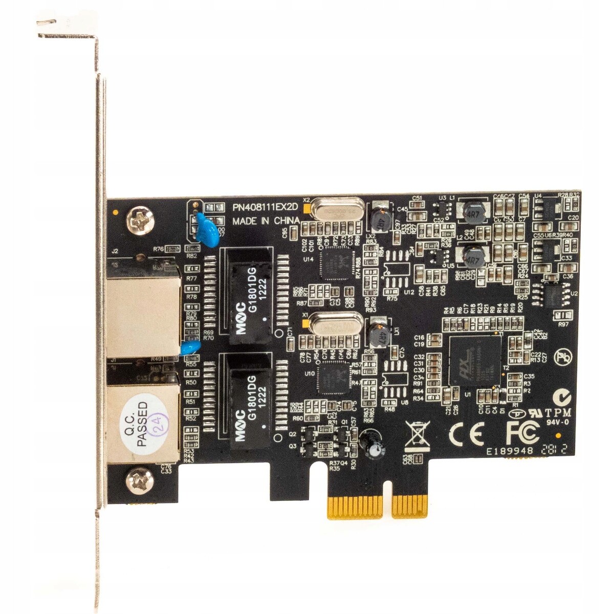 Delock 408111EX2D Dual RTL8111E RJ45 10/100/1000Mbps PCIe x1 Síťová Karta