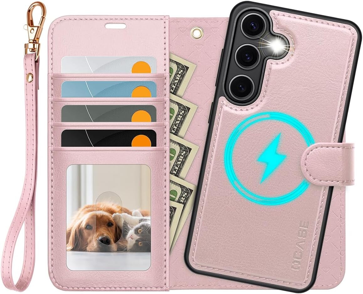 Ocase pouzdro s klopou pro Samsung Galaxy S25 Plus růžové 2v1 řemínek