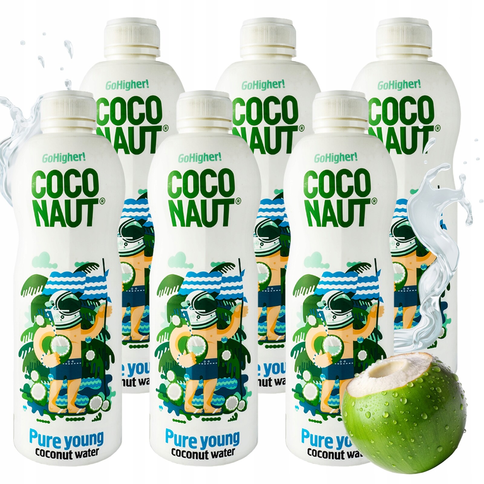 6 X Neperlivá Přírodní Voda V Lahvi Coconaut 1000 ML Z Mladého Kokosu
