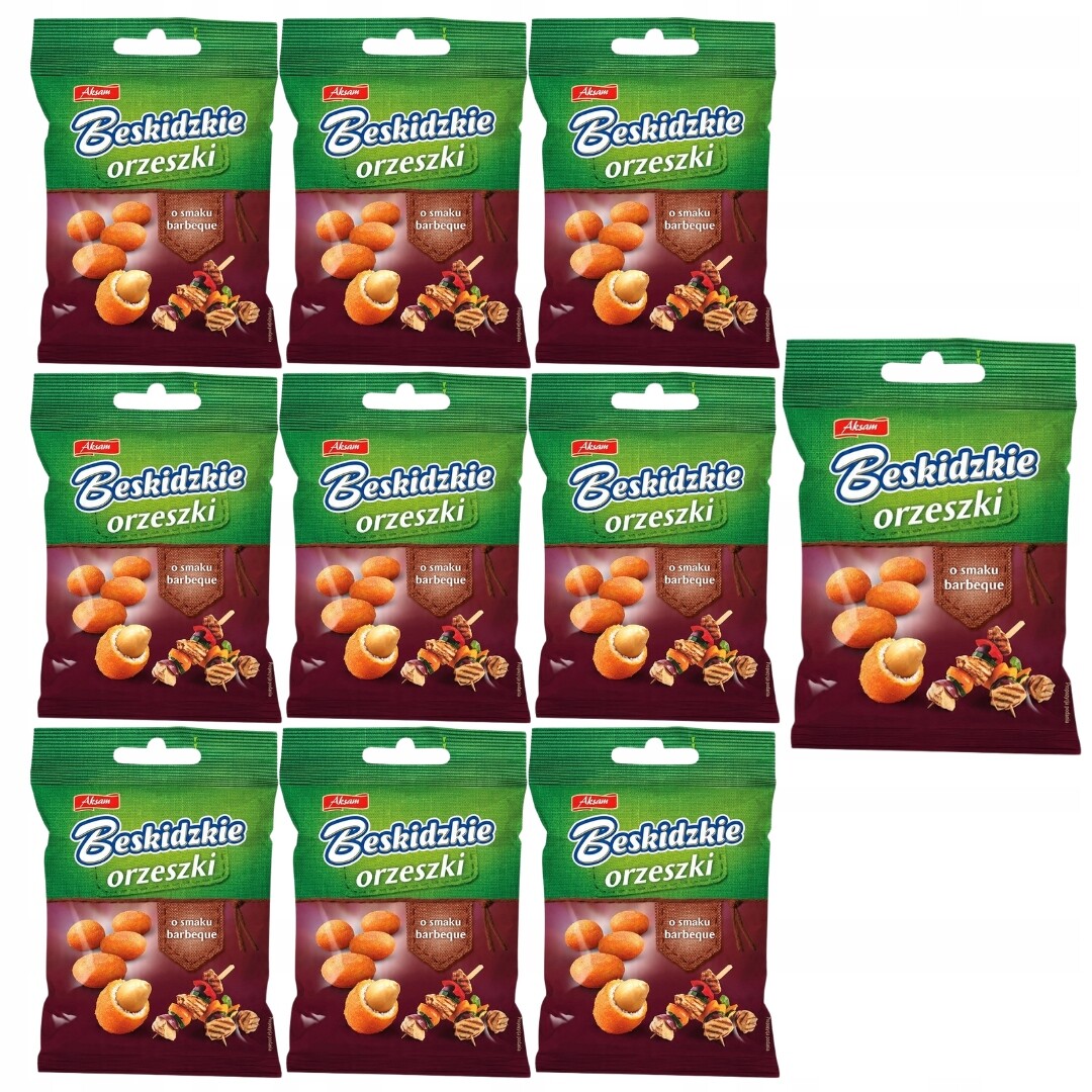 Aksam Beskidzkie oříšky s příchutí barbeque 70 g x 10 kusů
