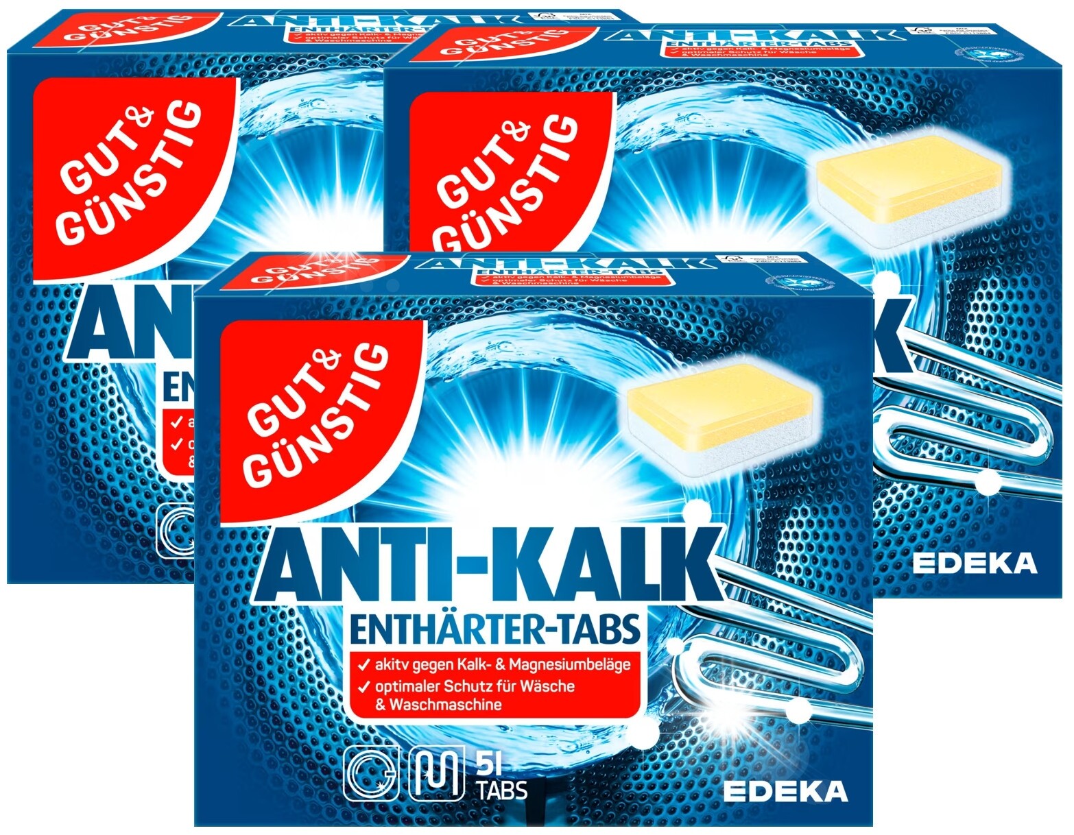 Gut & Gunstig Odvápňovací tablety do pračky (s prádlem) na kámen 180 ks