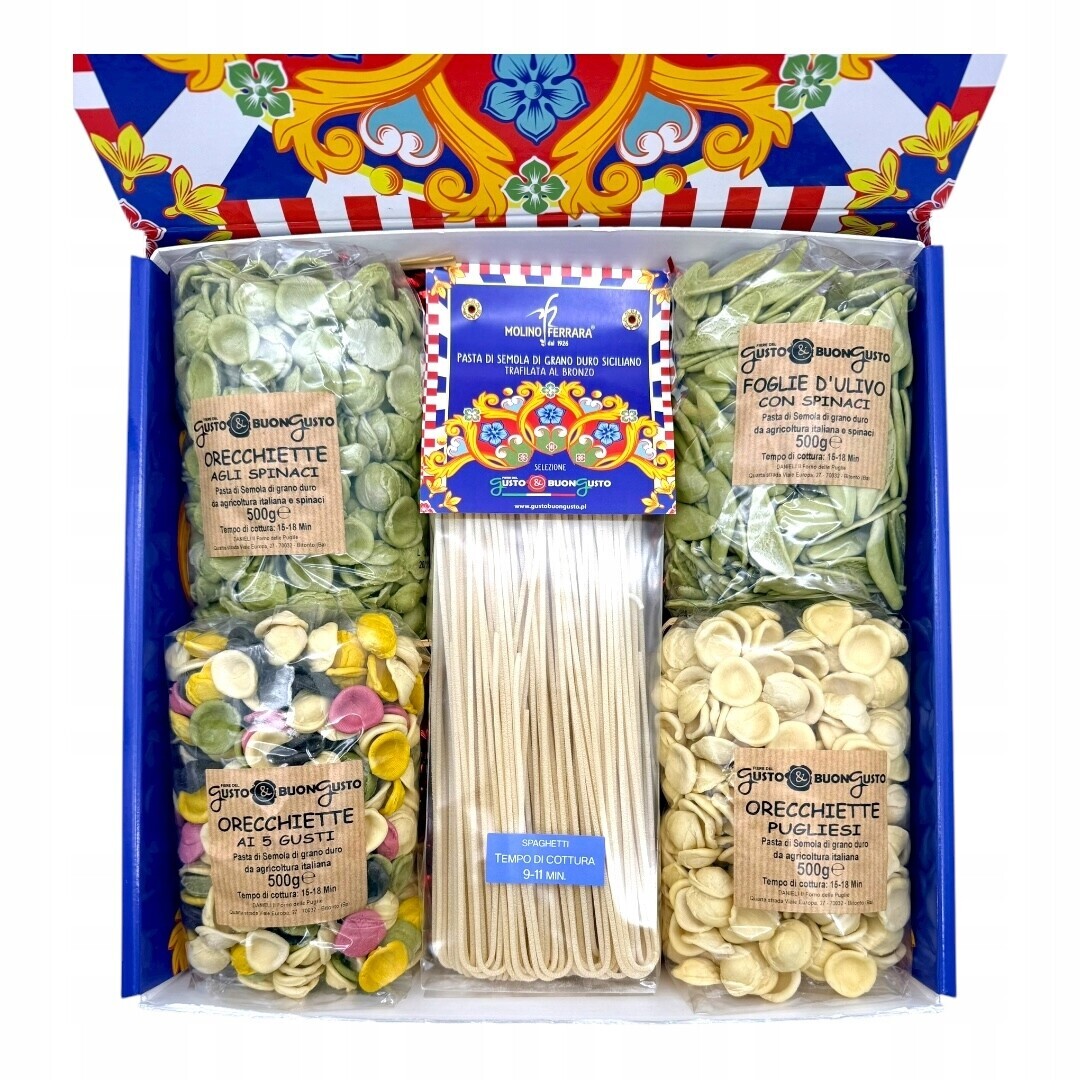 Sada těstovin 3x Orecchiette, Foglie d'ulivo a Spaghetti 2,5 kg