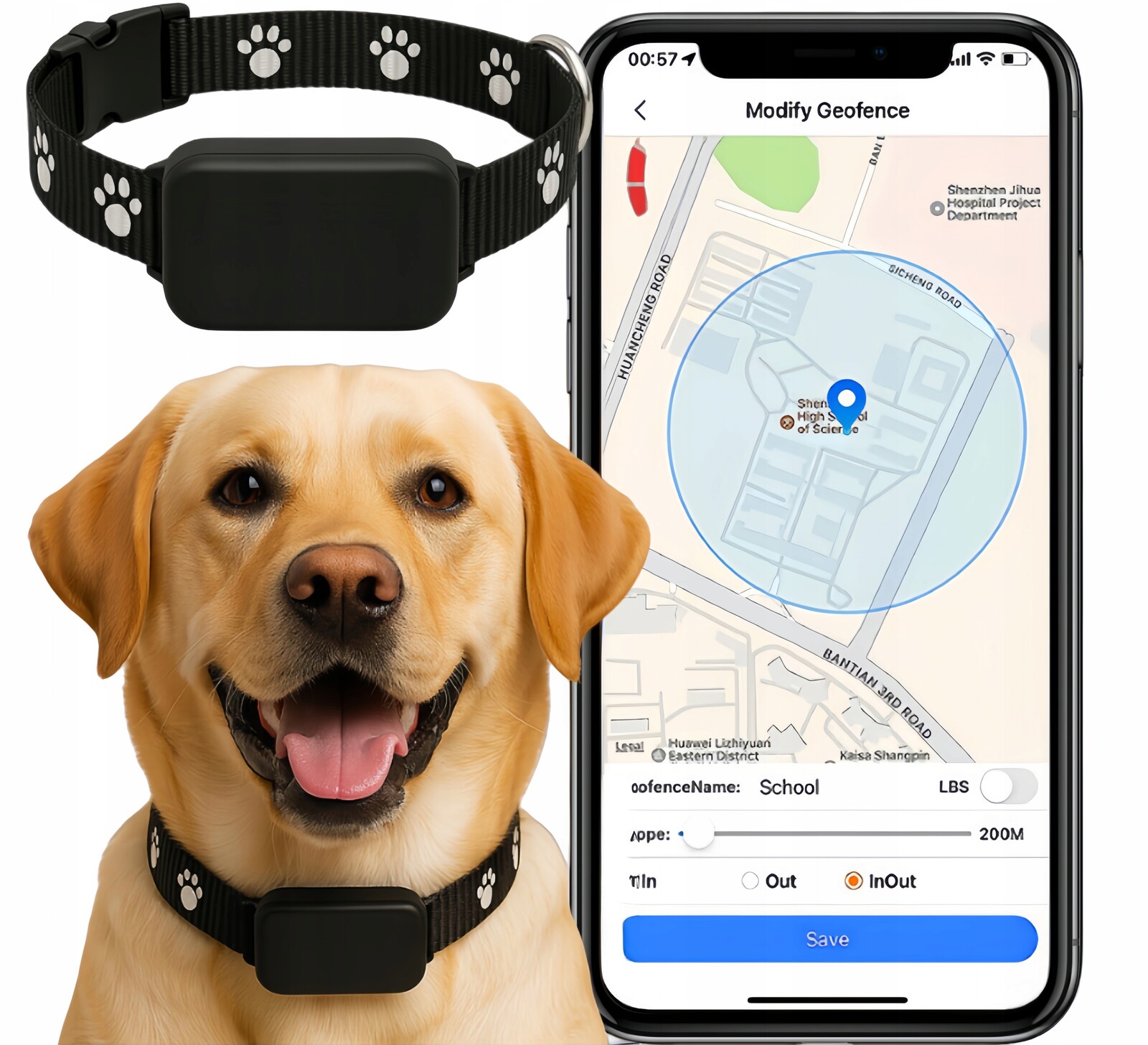 Gps Lokátor Pro Psa Kočku Zvířata Obojek Bez Předplatného Aplikace Mini