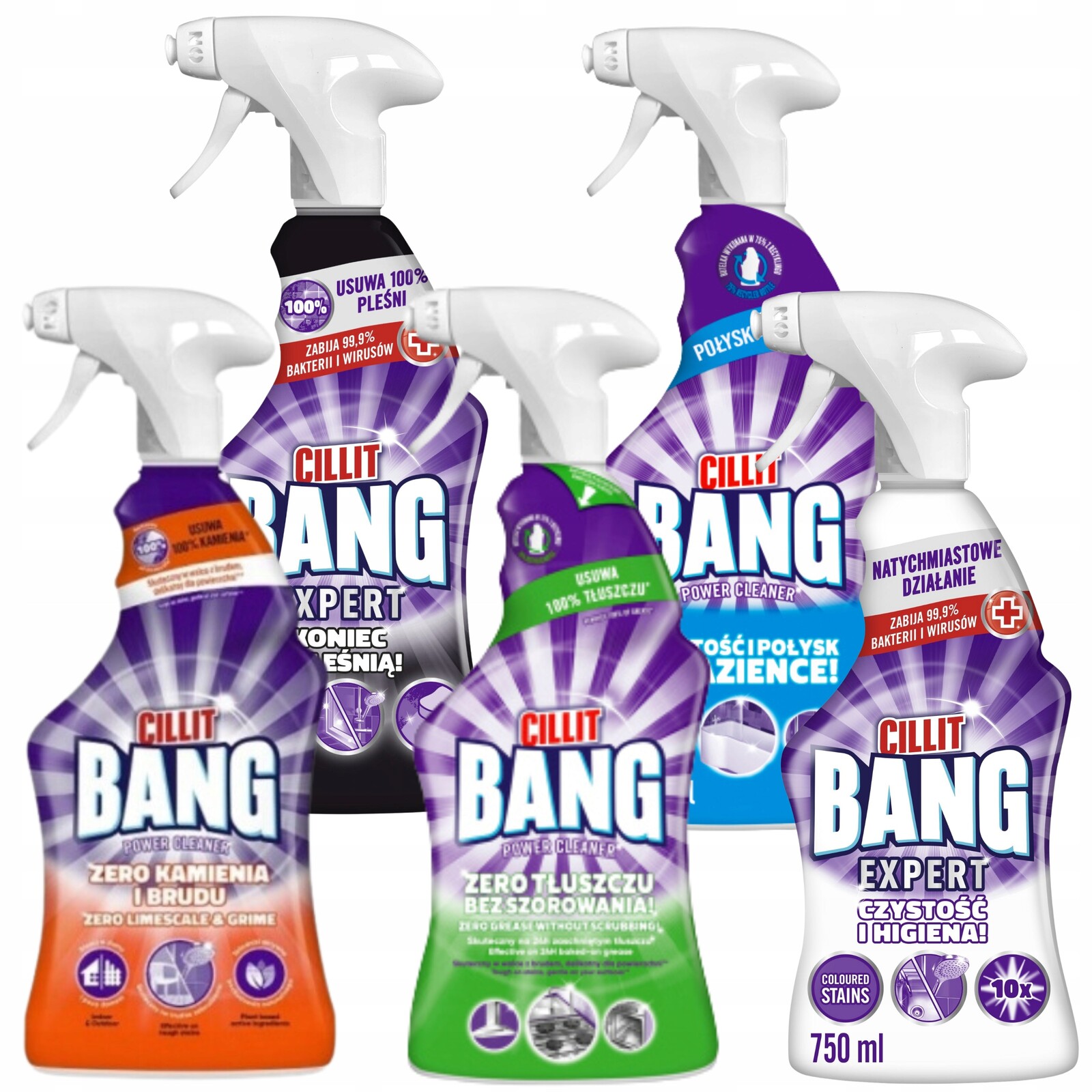 Cillit Bang čisticí kapalina multifunkční kuchyně koupelna mix 5x750 ml