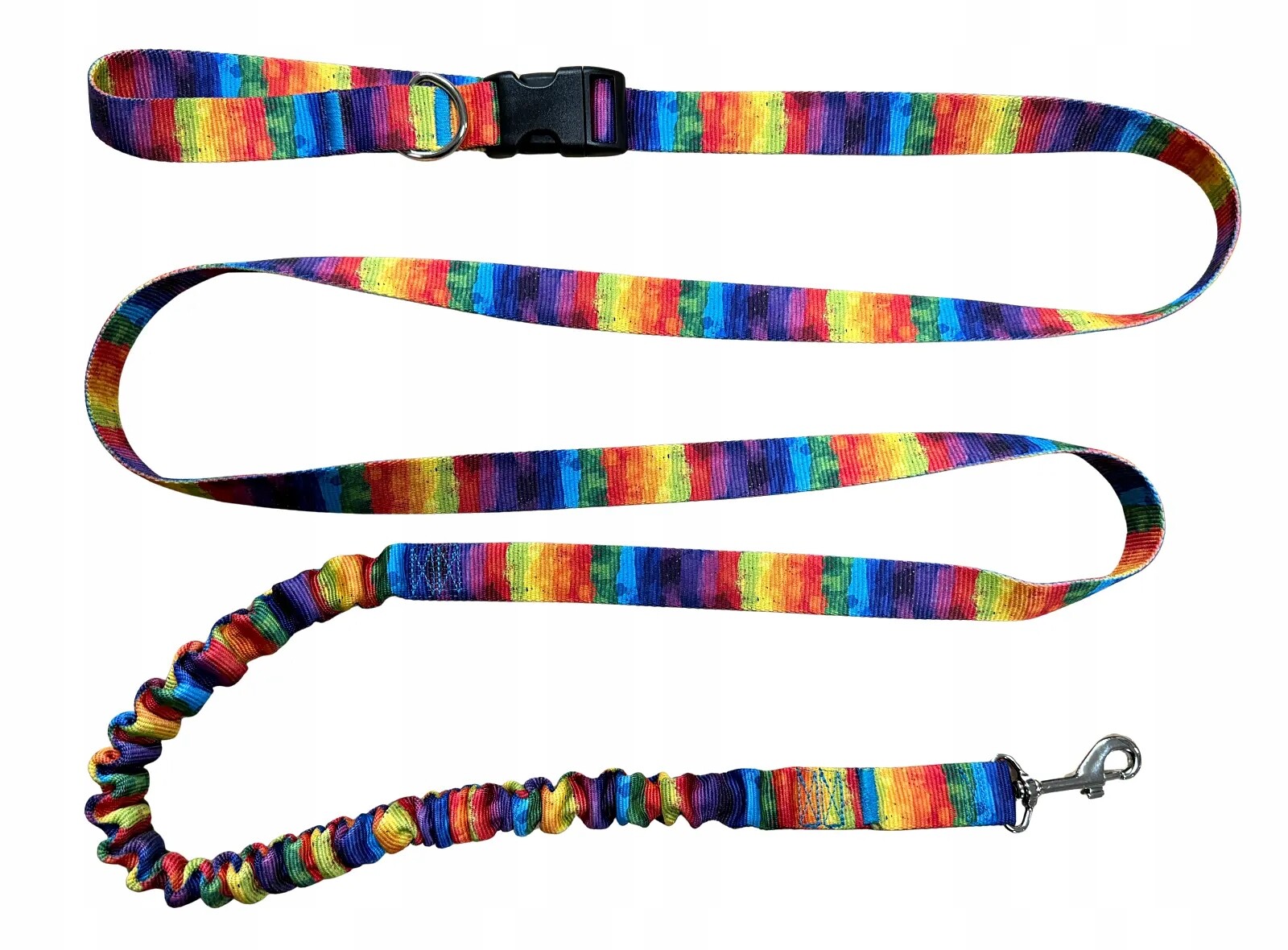 Vodítko pro psa s tlumičem 280 cm, vzor Duha, nastavitelná s potiskem