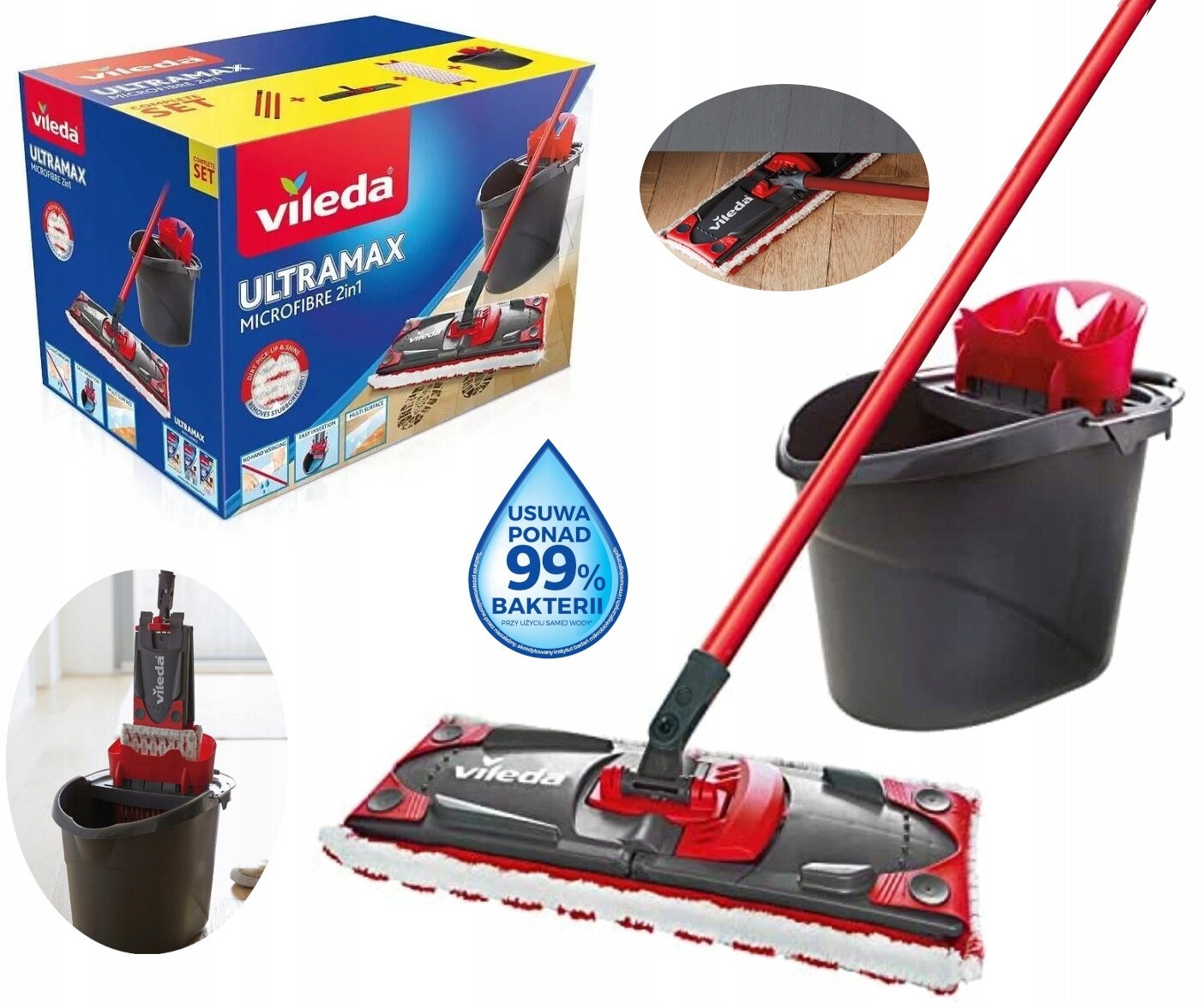 Sada plochý mop kbelík se ždímačem Vileda UltraMax Box univerzální