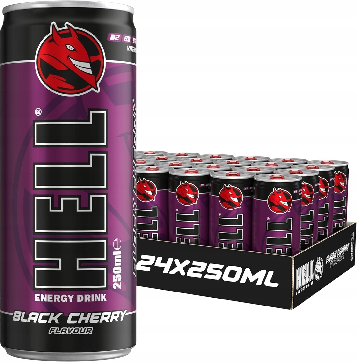 Hell Energy Drink Black Cherry – Napój Energetyczny Wiśniowy 24x 250ml.