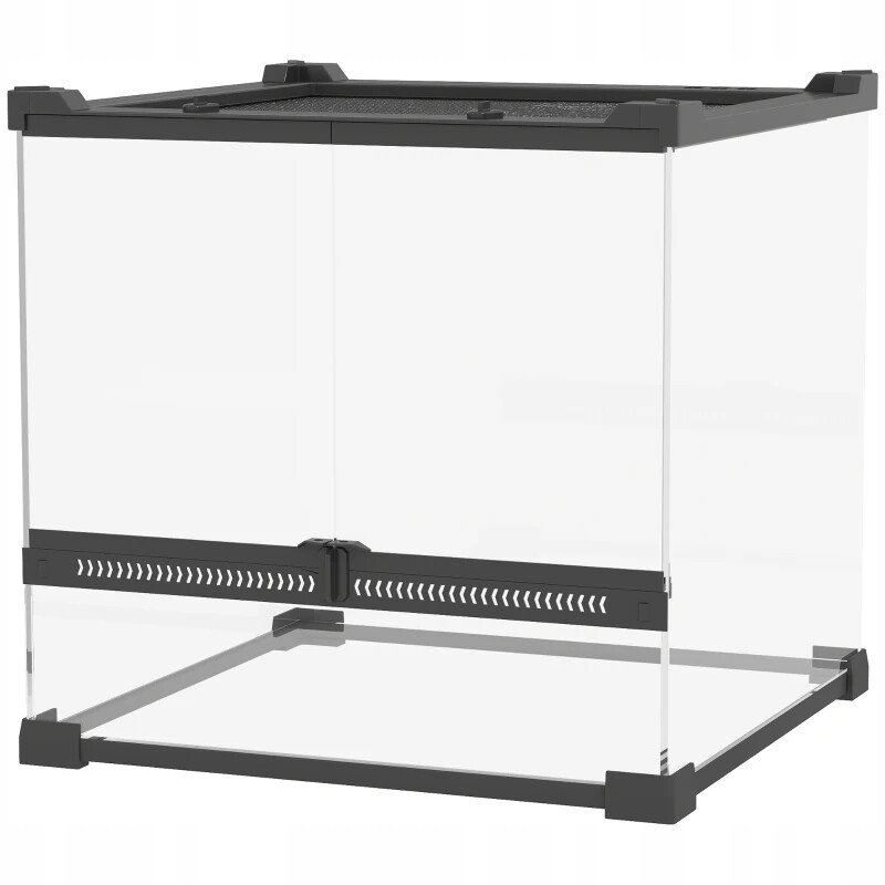 Skleněné terárium pro plazy s ventilací vpředu, 30 x 30 x 30 cm