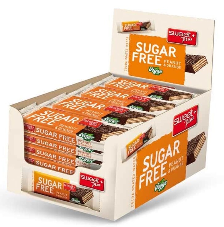 Sweet Plus Wafel Bez Cukru z Orzechami a Pomarańczą g Fit Snack 24x 30g