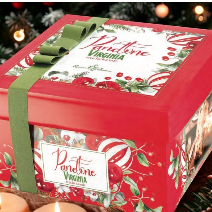 Tradiční Italský Panettone Virginia 1000 g – Red Box s ribbonem.