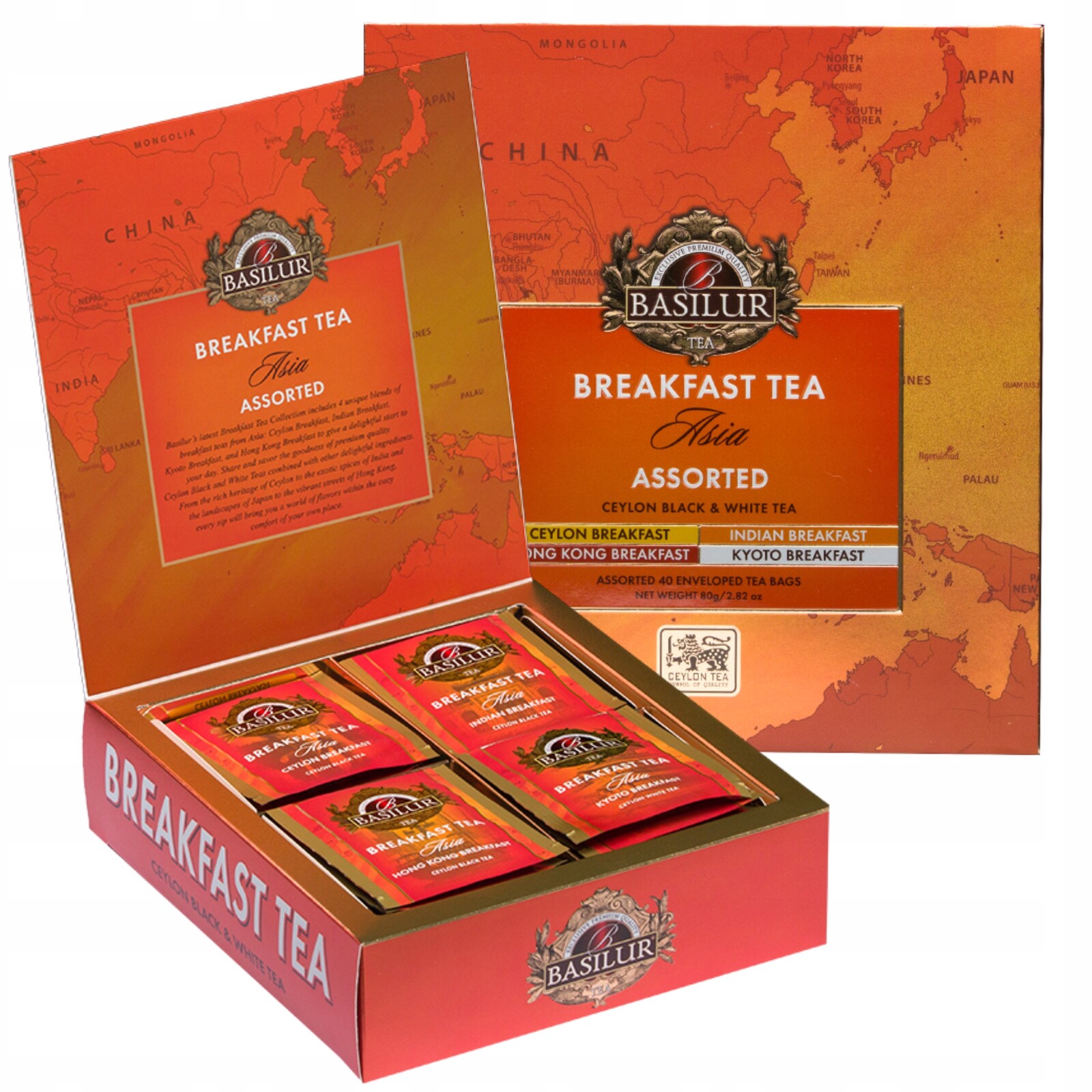 Basilur Breakfast Tea Asia sada čajů 4 příchutě jako dárek 40 sáčků