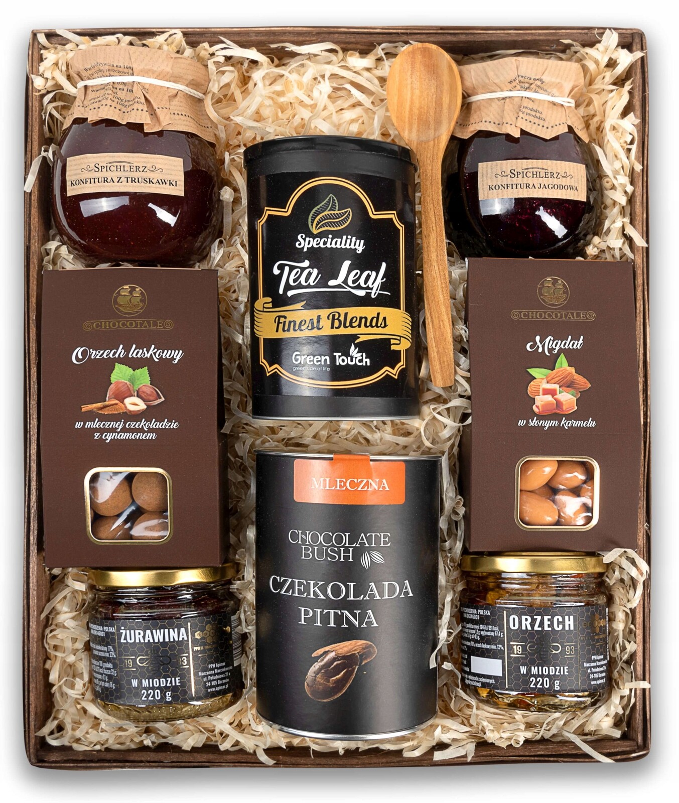 Velký Dárkový Koš S Čajem Set Sladkosti Medy Čokoláda Přírodní