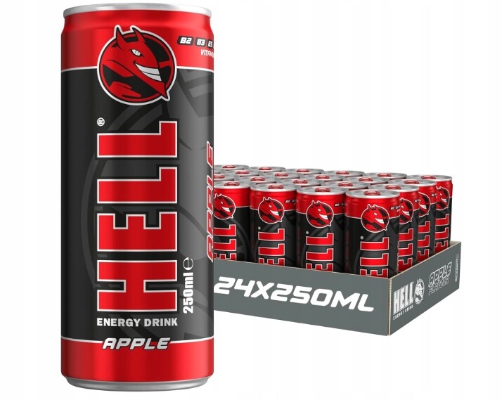 Hell Energy Drink Apple – Jabłkowy Napój Energetyczny 24x 250ml.