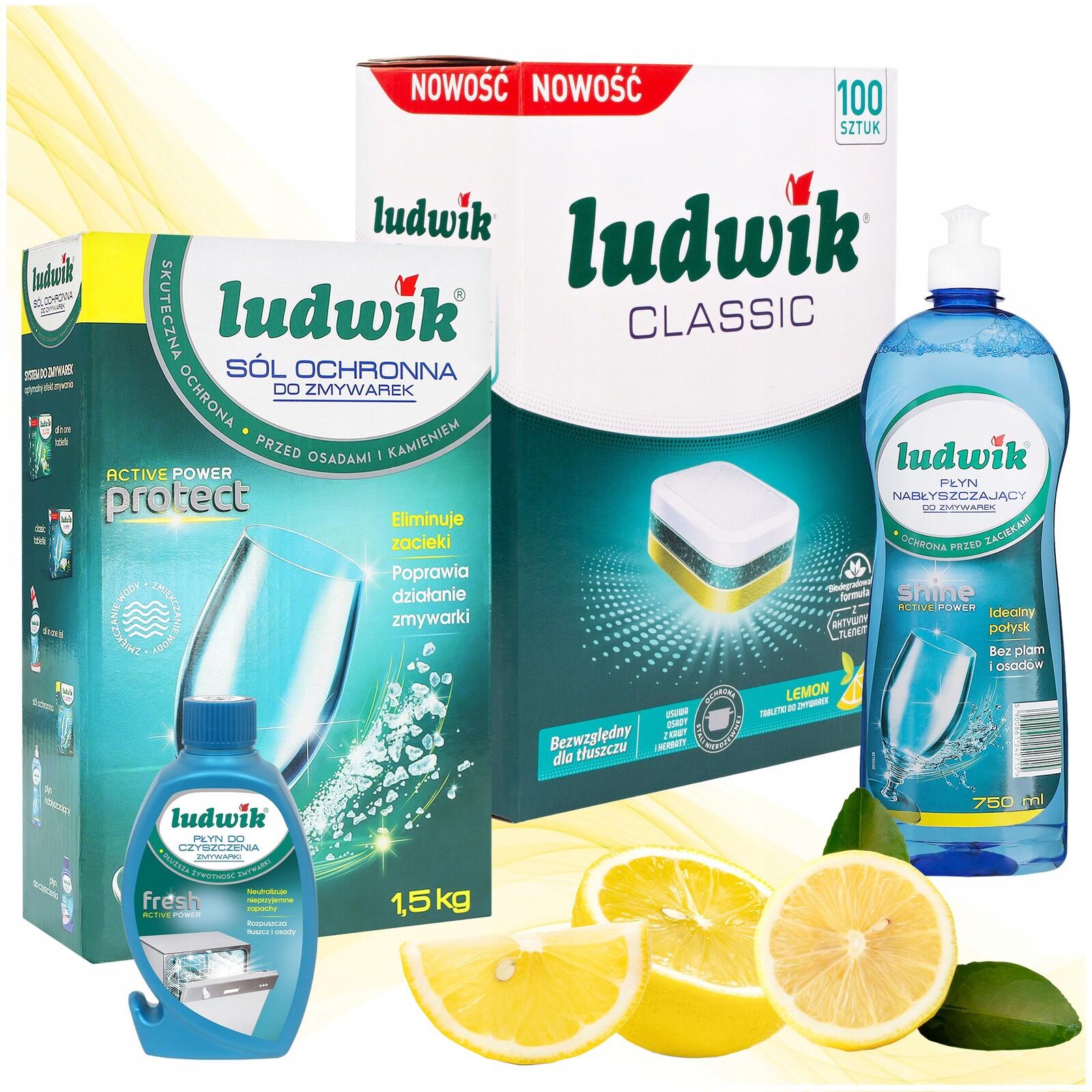 Sada pro myčku nádobí Ludwik Tablety Classic 100ks Sůl Čistič Leštidlo