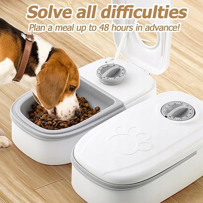 Automat na krmivo pro psa kočku 2 Jídla Časovač Podavač Miska na led 48h