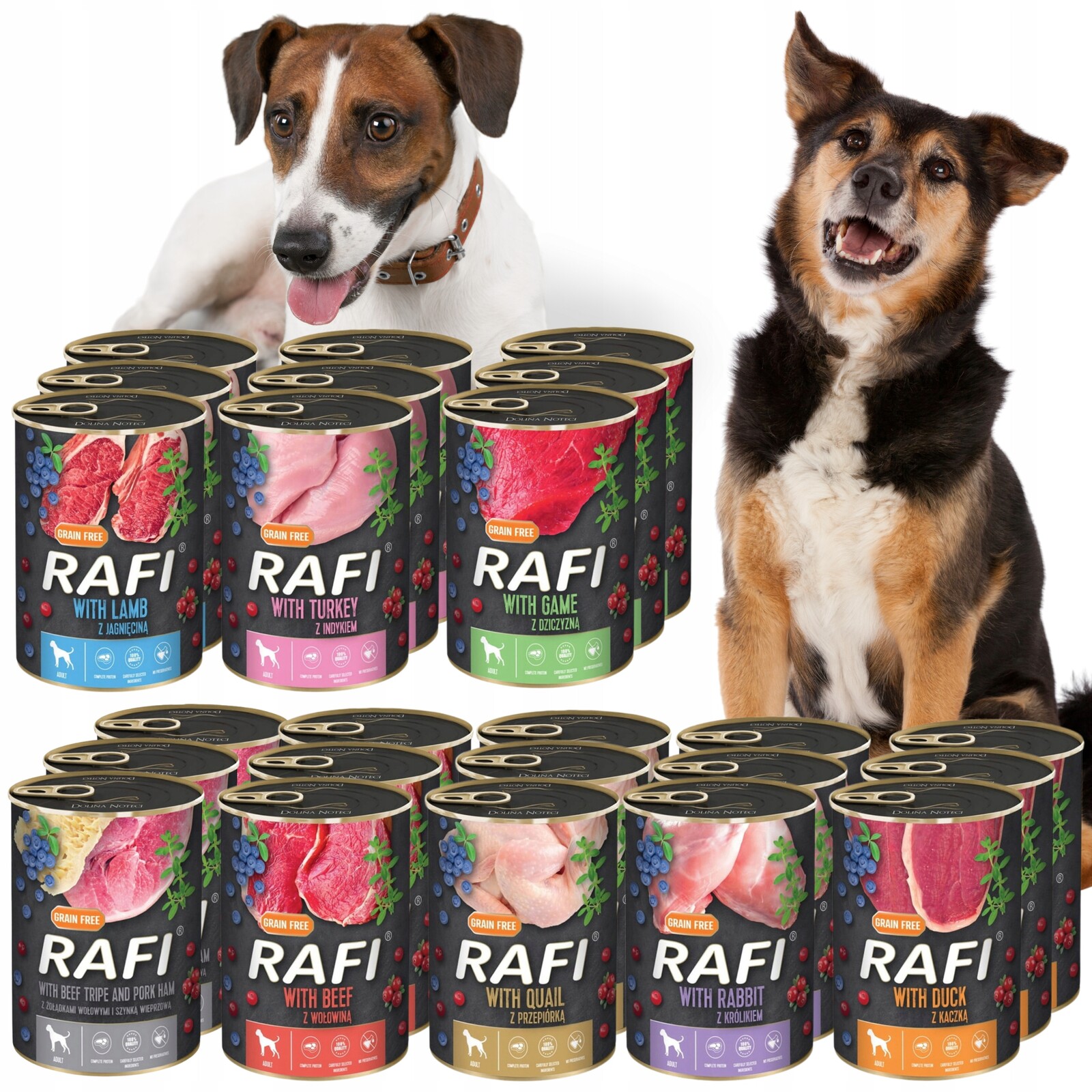 Rafi Vlhké Krmivo Krmivo Pro Psy Směs 8 Příchutí 48 X 400 G. Bez Obilovin Dolina Noteci