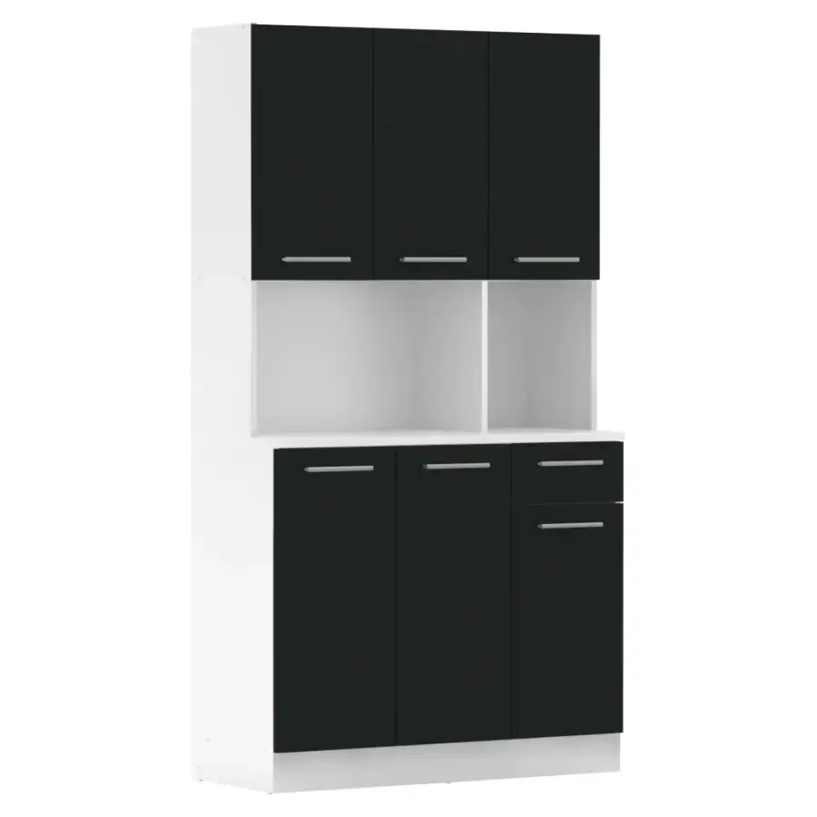 Tempo Kondela Šestidveřový kredenc PELION NEW - bílá/černá