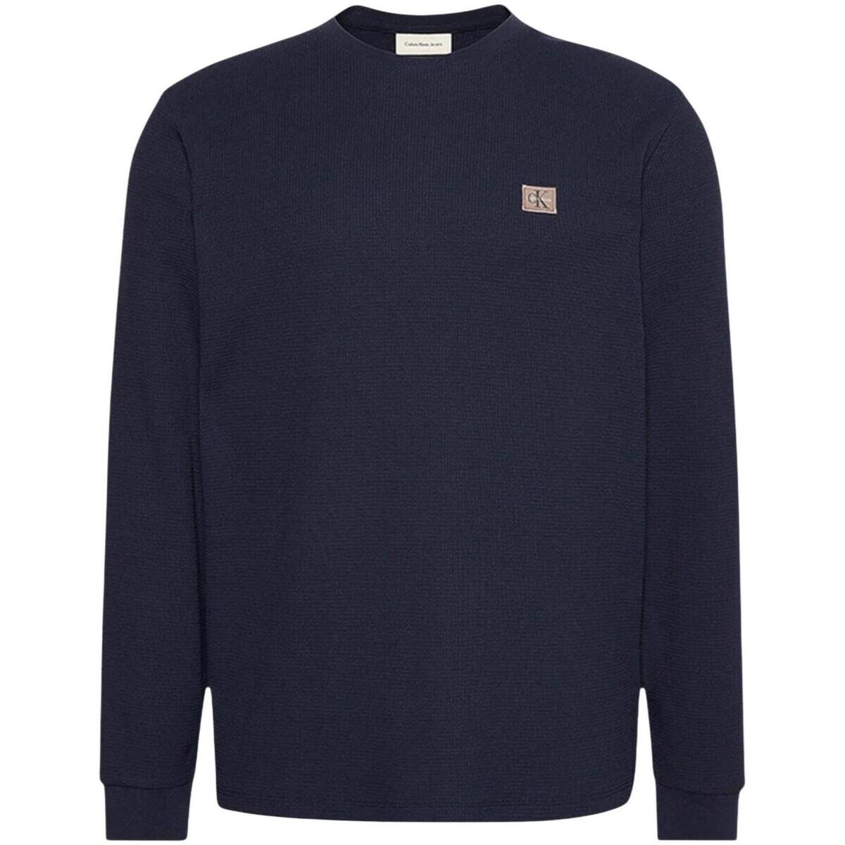 Calvin Klein Jeans  LS WAFFLE BADGE CREW LV040EM217  Modrá