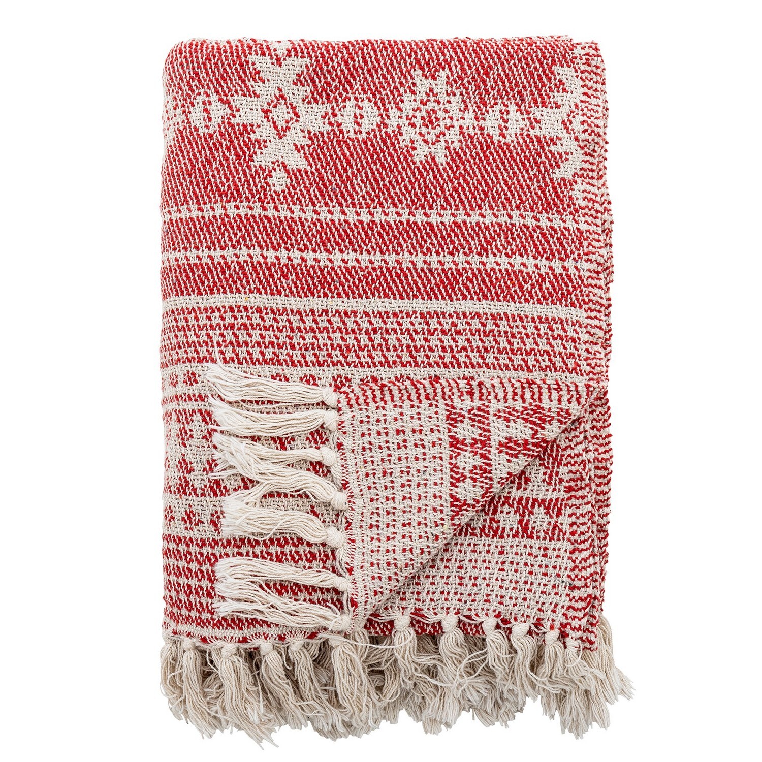 Pléd z recyklované bavlny 160x130 cm OIA Bloomingville - červený