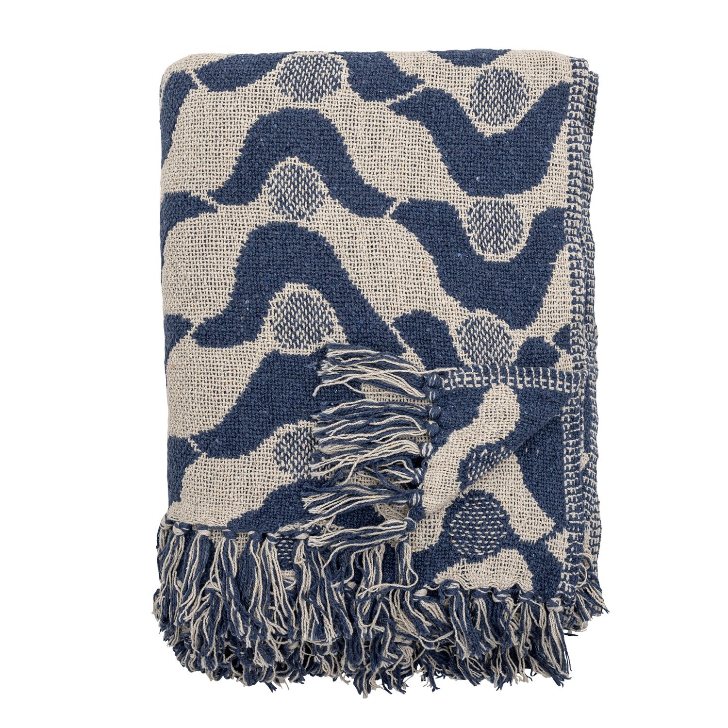 Pléd z recyklované bavlny 160x130 cm SANTENA Bloomingville - modrý