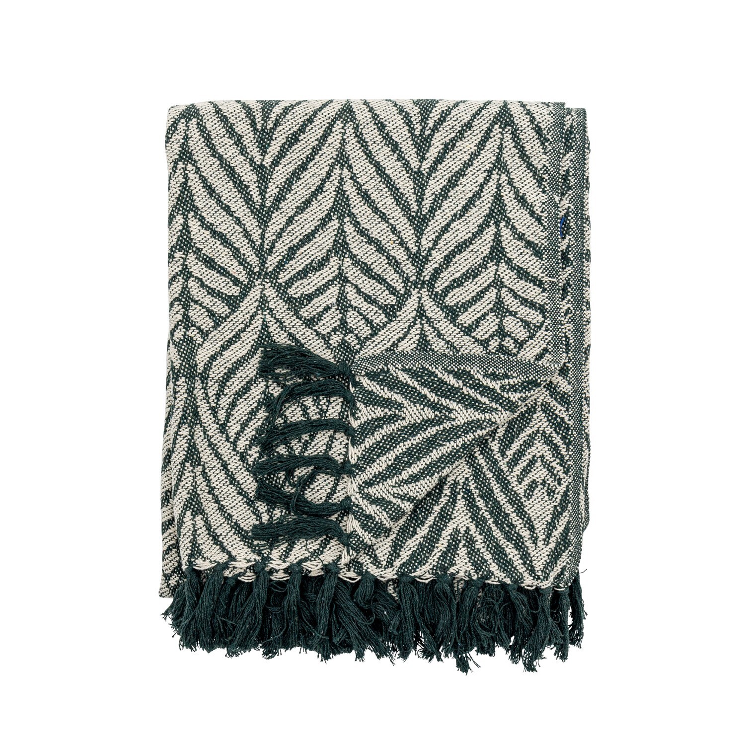 Pléd z recyklované bavlny 160x130 cm UGENTO Bloomingville - zelený