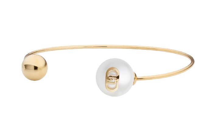 Liu Jo Otevřený pevný náramek z pozlacené oceli s perlou LJ3016