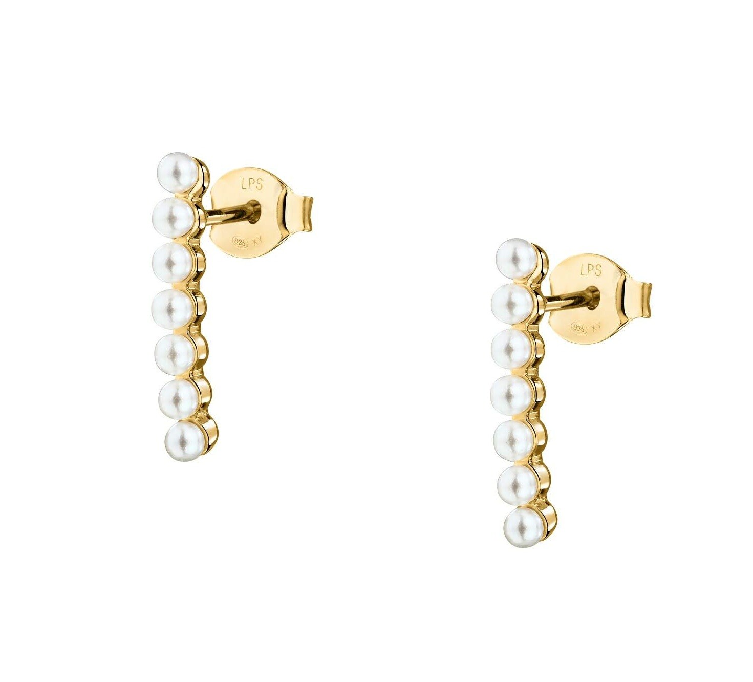 La Petite Story Pozlacené visací náušnice s umělými perlami Silver LPS01AWV90