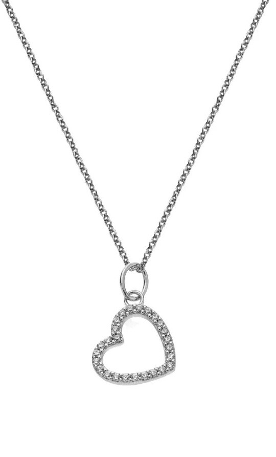 Hot Diamonds Stříbrný náhrdelník Srdíčko se zirkony Silver Whisper SWP004 (řetízek, přívěsek)