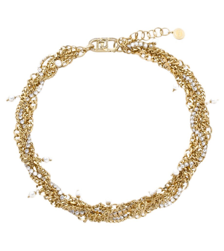 Liu Jo Vrstvený náhrdelník Choker s krystaly a perličkami LJ3074