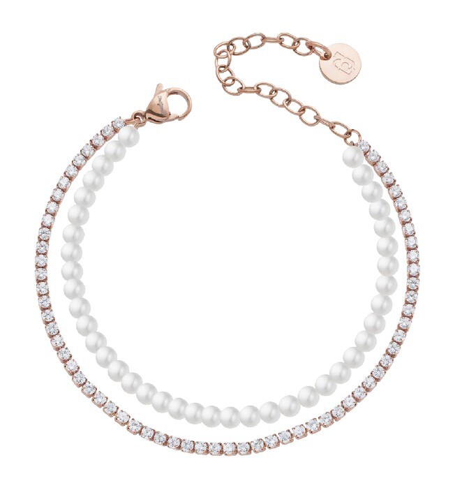 Liu Jo Pozlacený dvojitý náramek se syntetickými perlami LJ3029