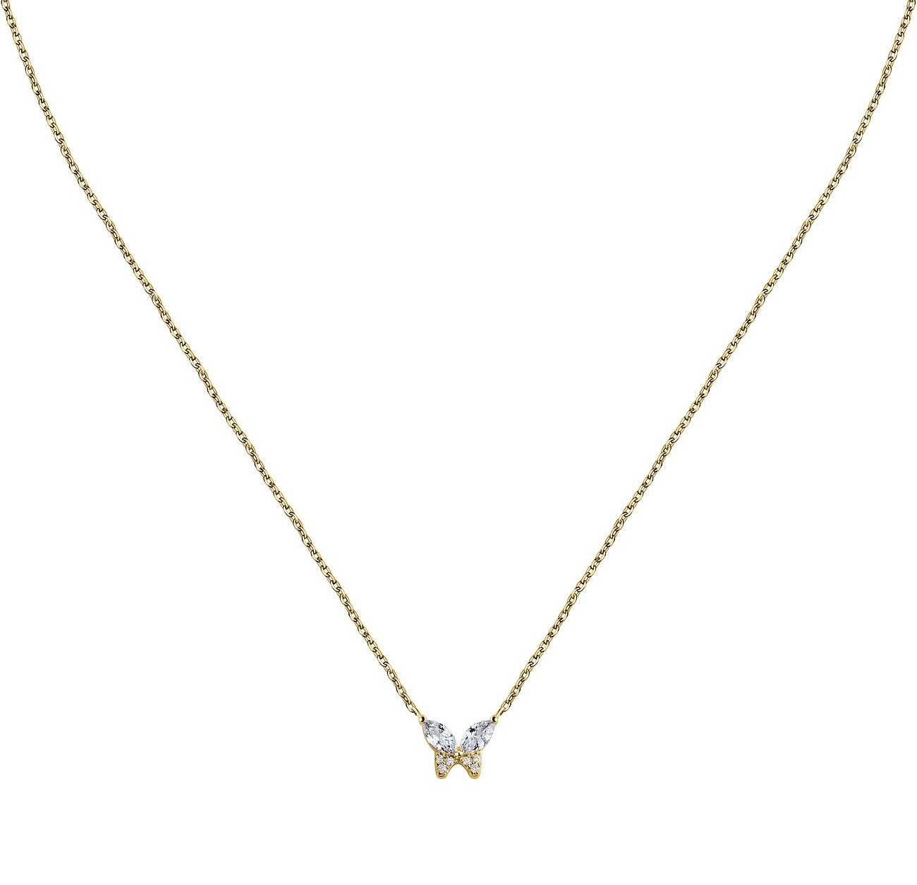 La Petite Story Něžný pozlacený náhrdelník Motýlek se zirkony Silver LPS10AWV97