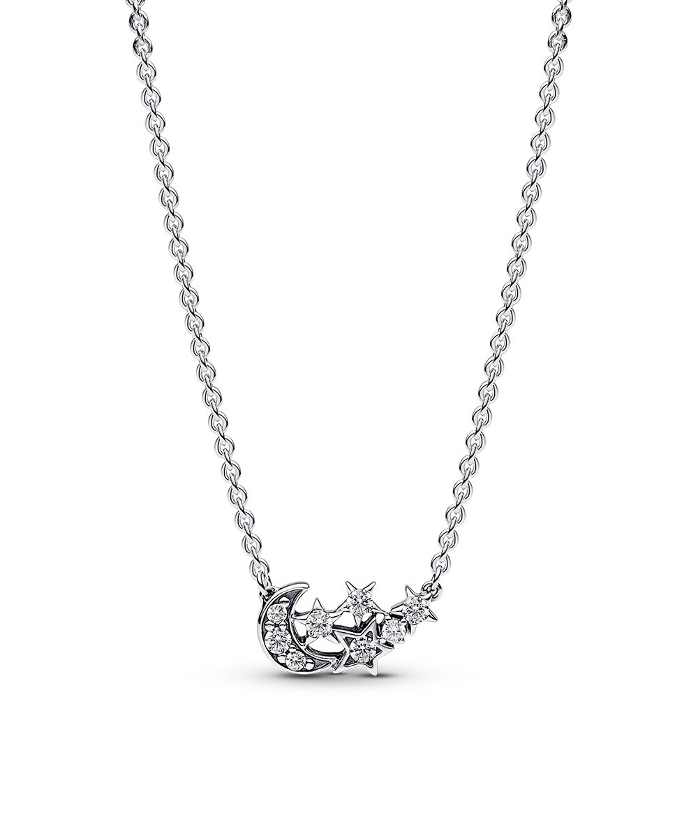 Pandora Stříbrný náhrdelník Třpytivý měsíc a hvězdy Moments 392991C01-45