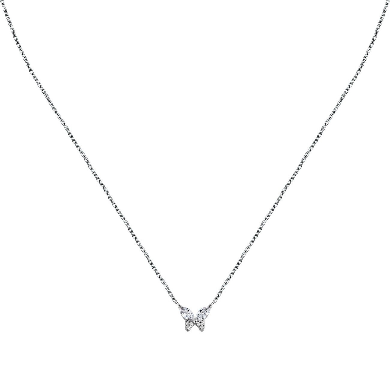 La Petite Story Slušivý stříbrný náhrdelník Motýlek se zirkony Silver LPS10AWV96