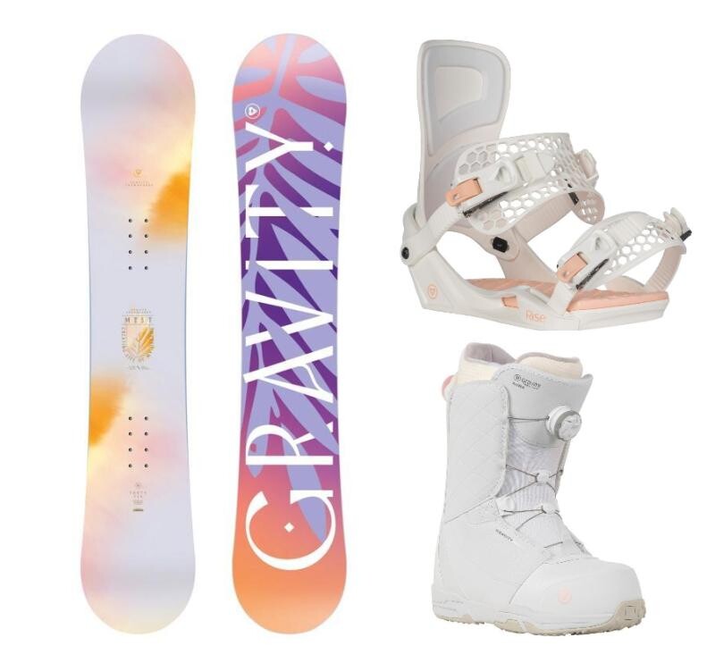 Gravity Mist 25/26 dámský snowboard + Gravity Rise white vázání + Gravity Aura Atop white obuv