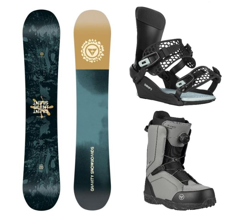 Gravity Silent 25/26 snowboard + Gravity Drift black/sage vázání + Gravity Recon Atop charcoal boty