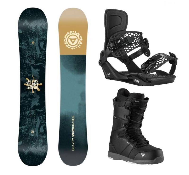 Gravity Silent 25/26 pánský snowboard + Gravity Indy black vázání + Gravity Void black/grey boty