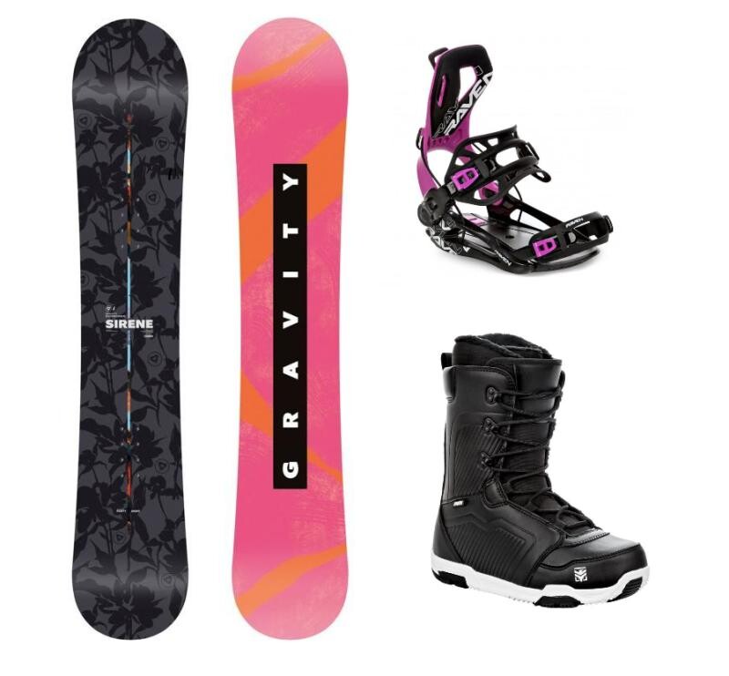 Gravity Sirene 25/26 snowboard + Raven Fastec FT360 black/fuchsia vázání + Raven Flush boty
