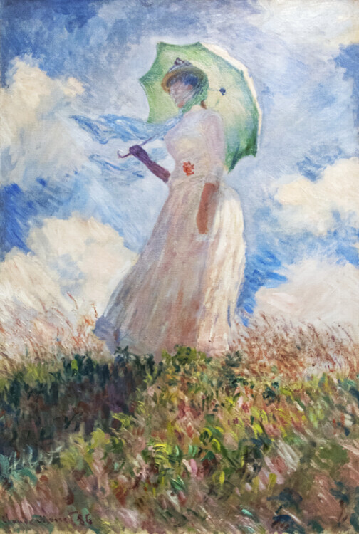 Claude Monet Plakát, Obraz - Woman with Parasol turned to the Left (1886), Claude Monet, 26.7 × 40 cm