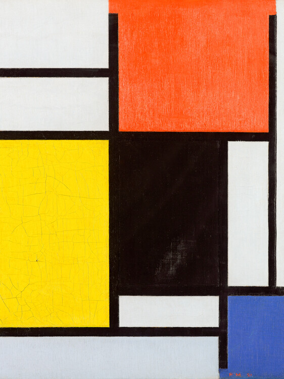 Piet Mondrian Plakát, Obraz - Composition with red, Piet Mondrian, 30 × 40 cm