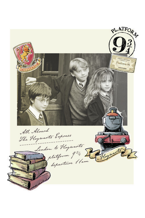 Europosters Plakát, Obraz - Harry Potter - Hermiona, Harry a Ron, 26.7 × 40 cm