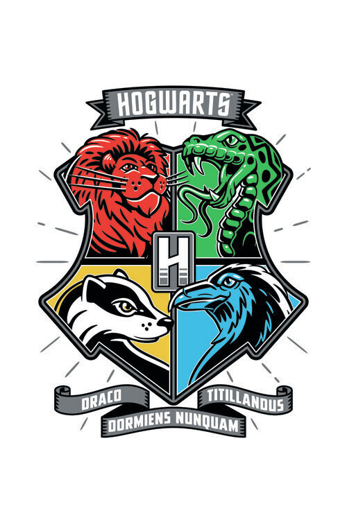 Europosters Plakát, Obraz - Harry Potter - Hogwarts houses, 26.7 × 40 cm