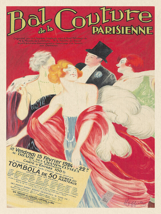 Leonetto Cappiello Plakát, Obraz - Couture Parisienne Ball, Leonetto Cappiello, 30 × 40 cm