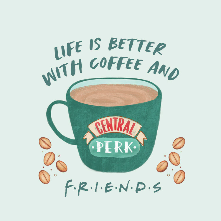 Europosters Plakát, Obraz - Friends - Life is better with coffee, 40 × 40 cm