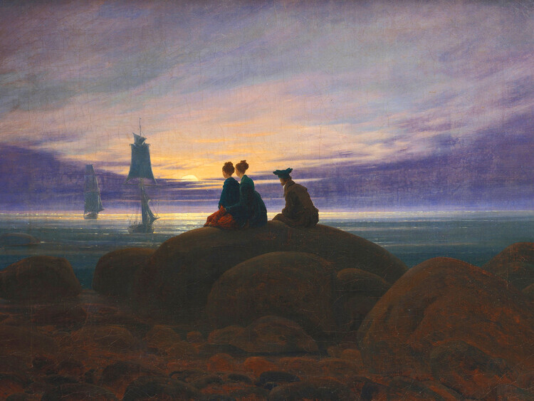 Caspar David Friedrich Plakát, Obraz - Moonrise over the Sea, Caspar David Friedrich, 40 × 30 cm