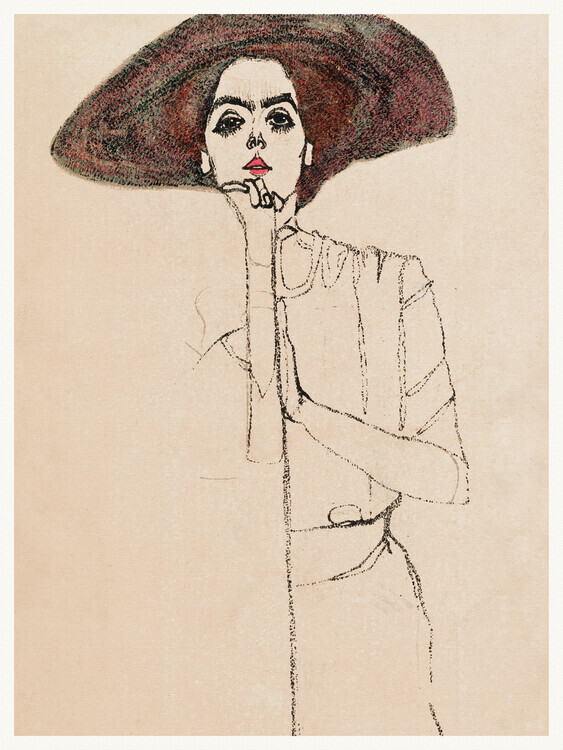 Egon Schiele Plakát, Obraz - Brunette Woman, Egon Schiele, 30 × 40 cm