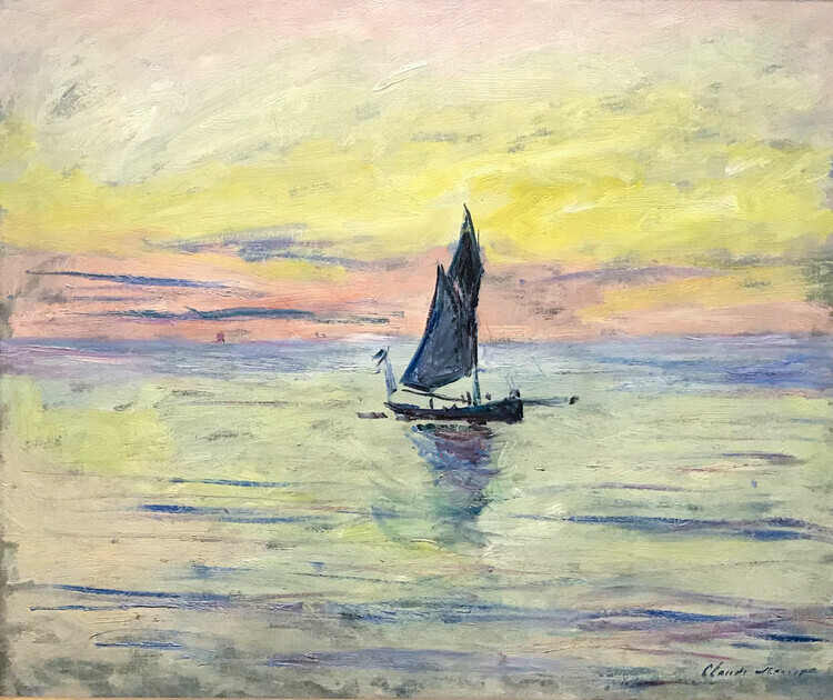 Claude Monet Plakát, Obraz - The Sailing Boat, Evening Effect (1885), Claude Monet, 40 × 33.6 cm