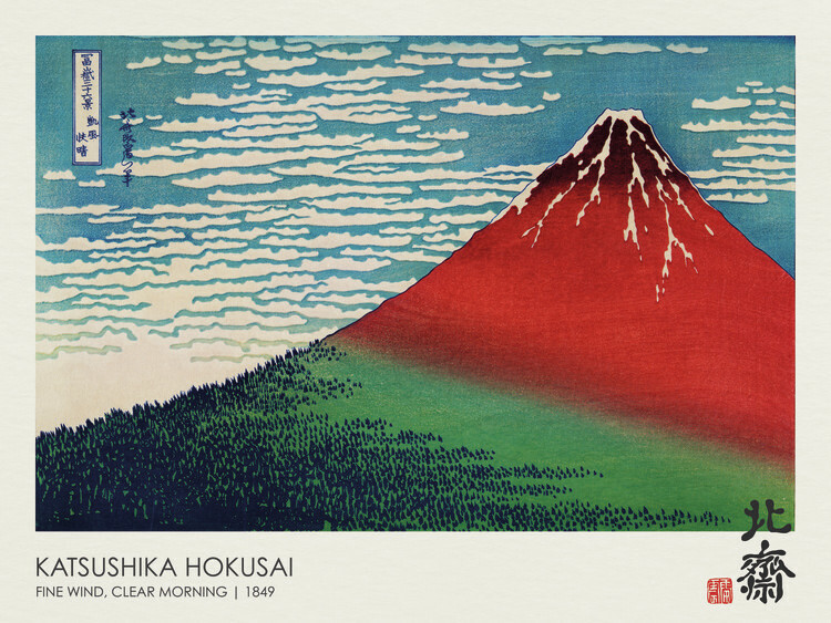 Katsushika Hokusai Plakát, Obraz - Fine Wind, Clear Morning (Mt Fuji Japan) 1849, Katsushika Hokusai, 40 × 30 cm