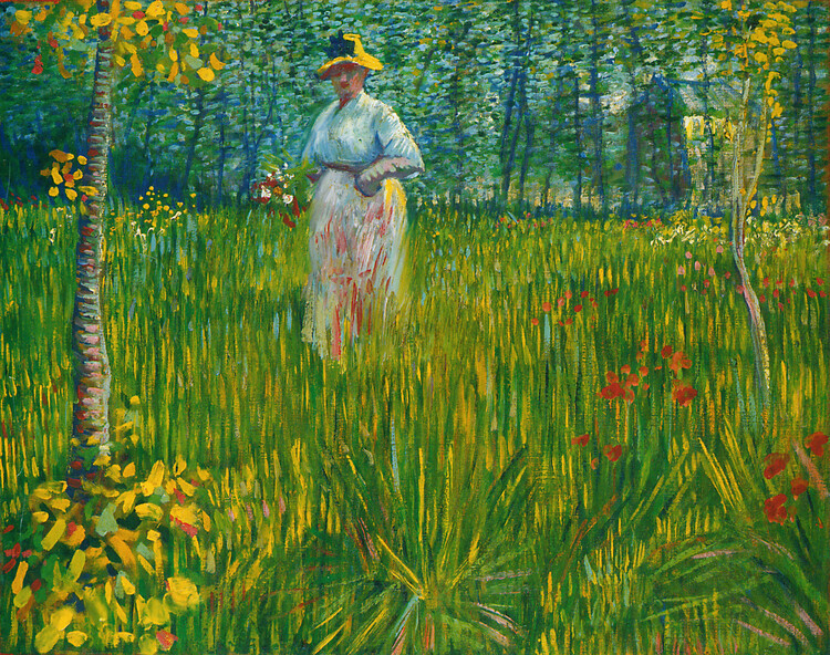 Vincent van Gogh Plakát, Obraz - A Woman Walking in a Garden (1887), Vincent van Gogh, 40 × 30 cm
