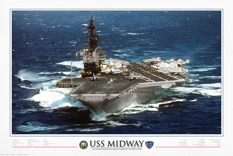 EUROGRAPHICS Plakát, Obraz - USS Midway - 1945 to 1997, 91.5 × 61 cm